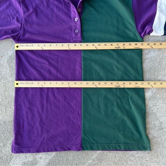 Retro Colorblock Rugby/Polo Shirt - Purple and Green - Picture 8 of 9